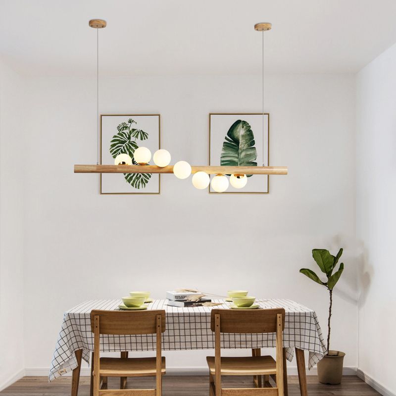 5/7-Light Wood Ceiling Light Industrial Kitchen Island Lighting for Room
