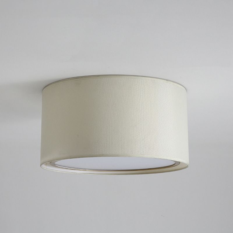 2-Shade Drum Fabric Ceiling Flush Modern 4 Lights White Flush Mount Lighting Fixture for Bedroom