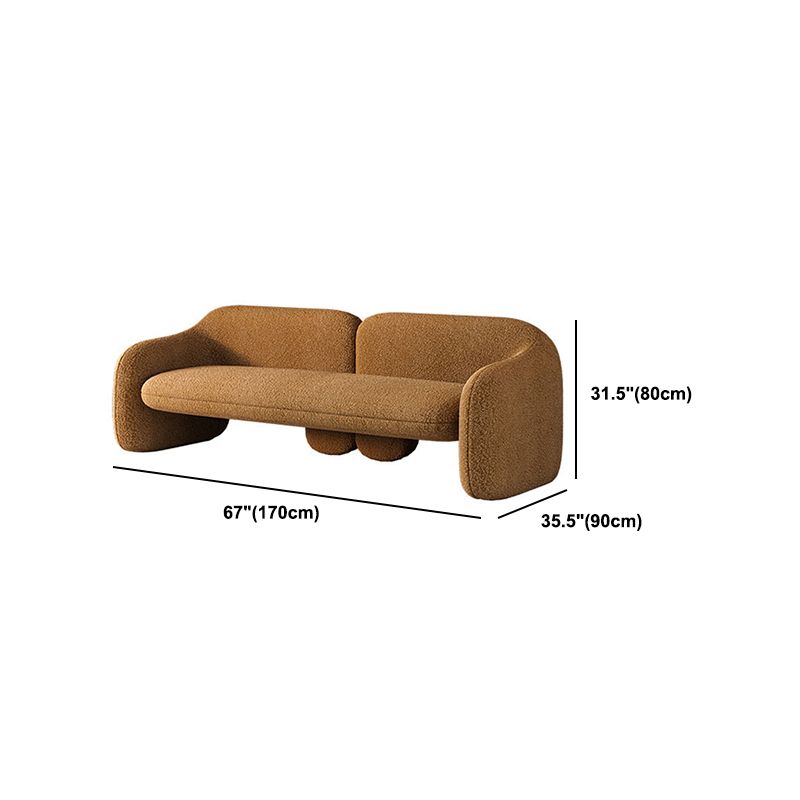 Sloped Arm Wool Sofa Modern 31.5" H Living Room Sofa in Brown