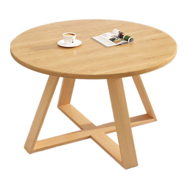 Solid Wood Coffee Table Round Cross Legs Bunching Coffee Table Set