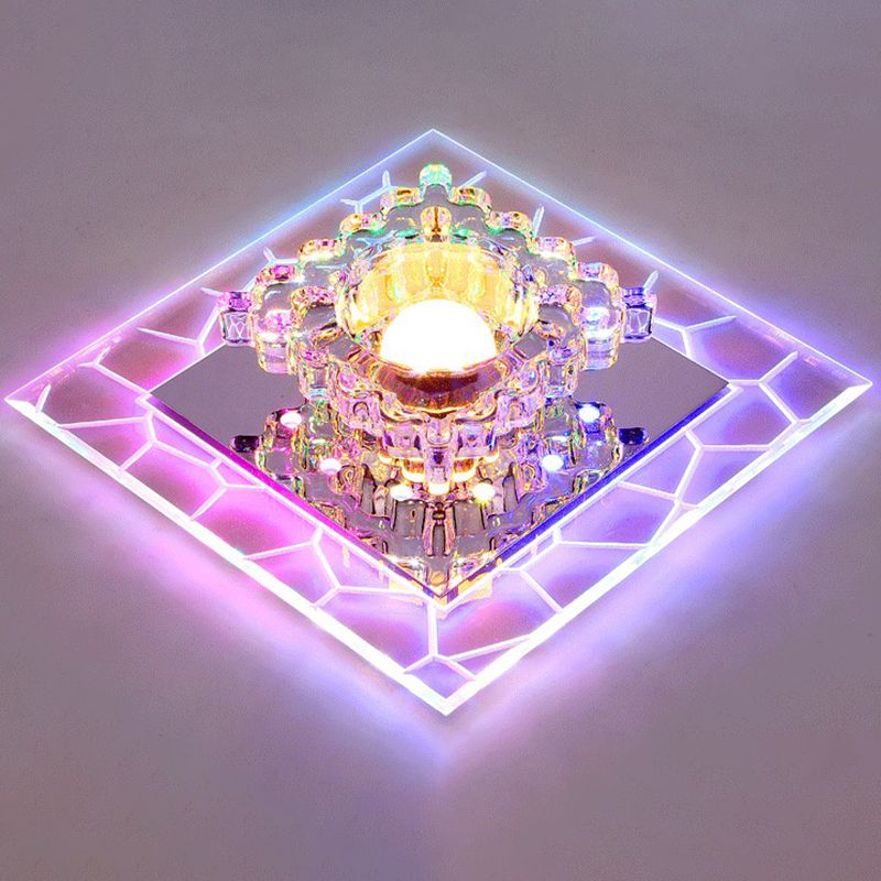 Simplicity Square Shape LED Flush Mount Light Crystal Corridor Flush Mount Ceiling Light in Clear