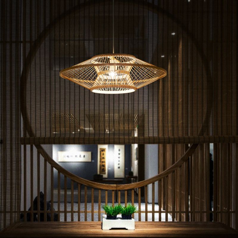 Geometrische hängende Licht moderne Art Holz 1 Licht nach unten Beleuchtung