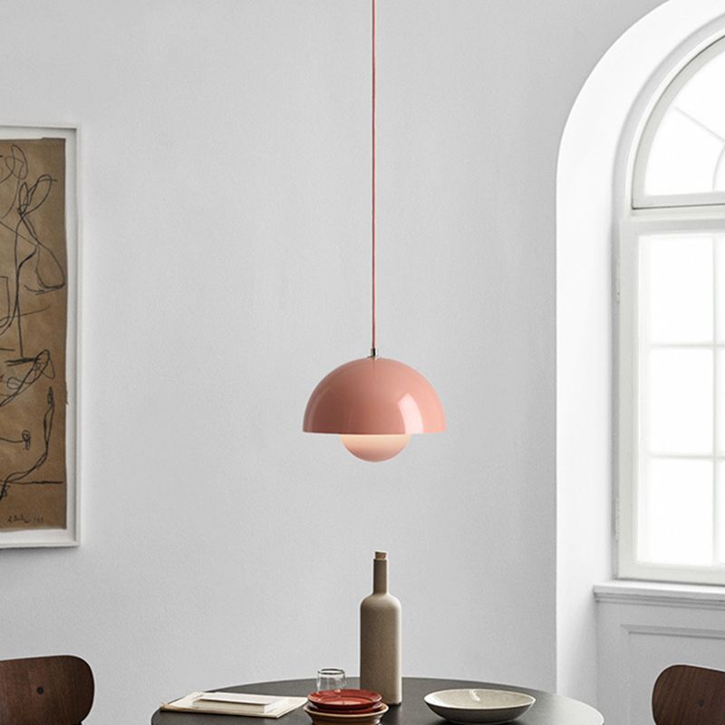 Modern Globe Pendant Ceiling Lights 1 Light Pendant with Stainless Steel Shade for Bedroom