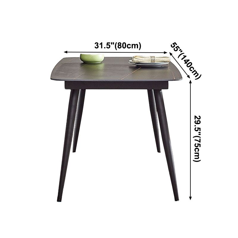 Mesa de comedor rectangular industrial de metal, mesa interior con tapa de piedra sinterizada para comedor