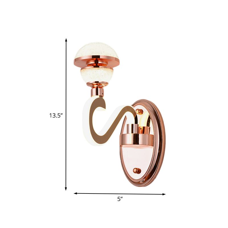 Metal Urn Wall Sconce Lighting Contemporary LED Wall Lamp Fixture in Rose Gold with Twisted Arm
