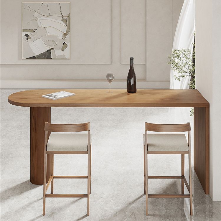 Double Pedestal Counter Height Dining Table Brown Counter Wine Table