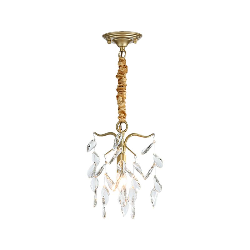 Luz de la lámpara de cristal de lágrimas Luz moderna 1 lámpara de oro de oro ligero para el pasillo