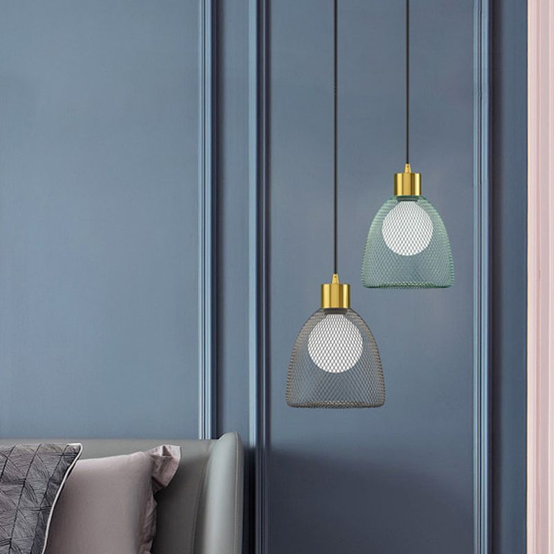 Metallic Bell Hanging Leuchte Moderne 1 Glühbirne Schwarz/Weiß -Anhängerbeleuchtung für Esszimmer