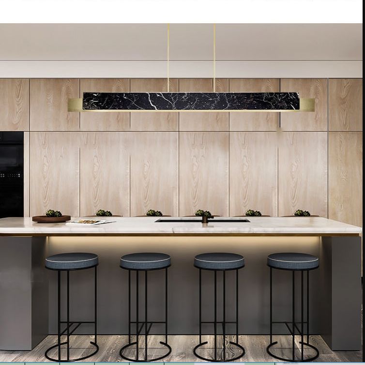 Isola rettangolare in marmo Luce Minimalista Minimalista Sospensione Apparecchiatura per la cena