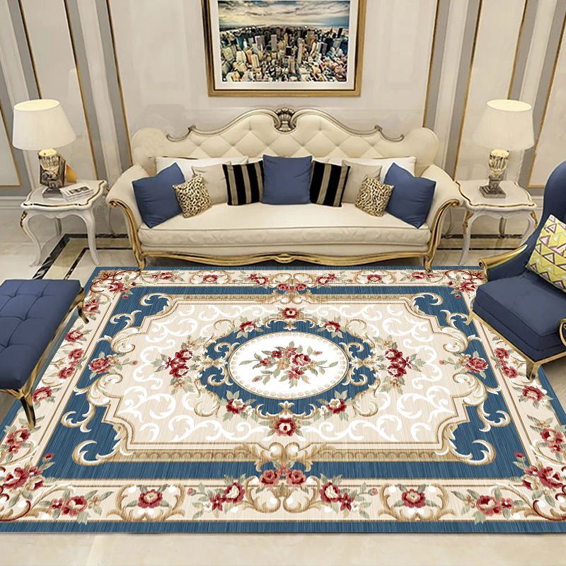 Europese woonkamer tapijt Medaillon Afdrukken Polyester Area Tapijt Anti-slip Easy Care Tapijt