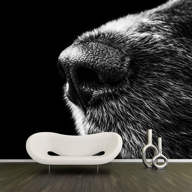 Customized Dog Nose Wall Mural Wallpaper Horizontal Photography for Sitting Room