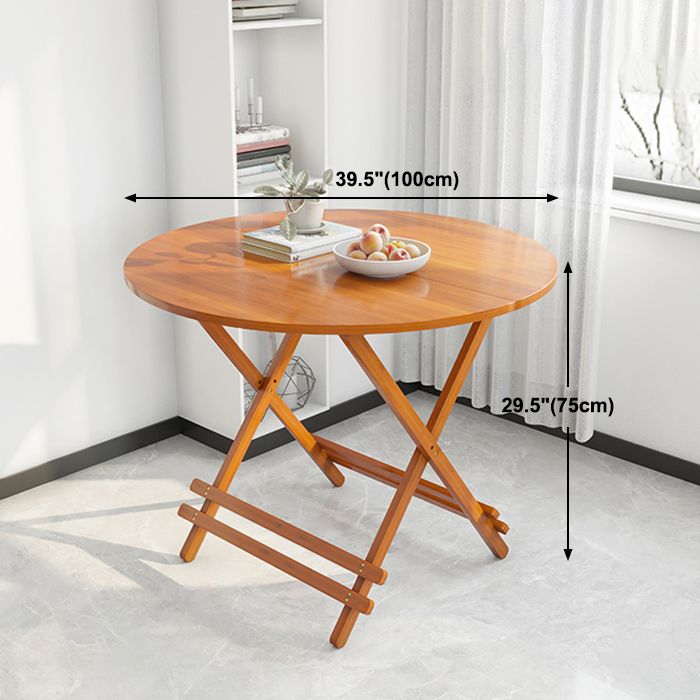 Modern Bamboo Pedestal Dining Table Natural Folding Table for Kitchen