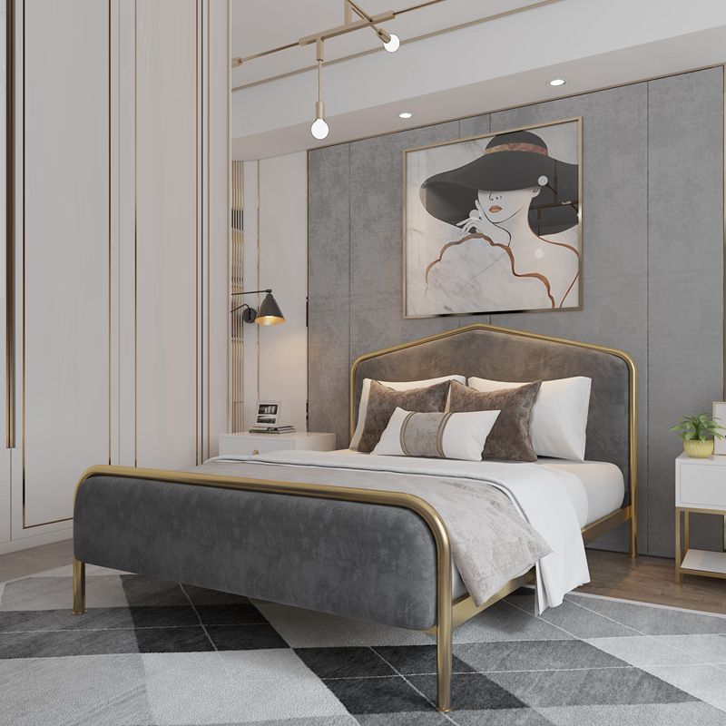 Modern Standard Bed Metal Bed Frame with Headboard and Footboard