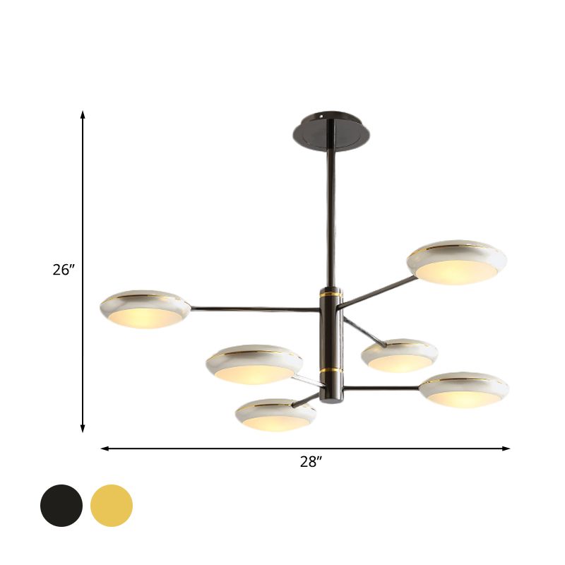 Gold/Black 2-Tier Starburst Chandelier Contemporary 6/8 Lights Metal LED Hanging Ceiling Lamp