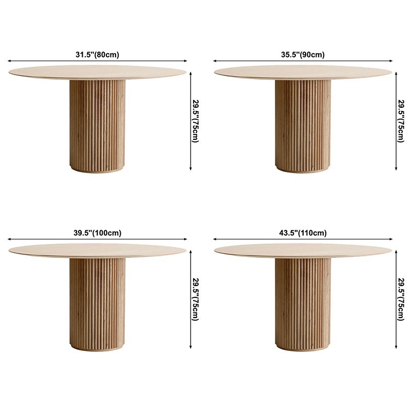 Zeitgenössischer runder Esstisch Kiefer Massivholz Tisch mit Sockelbasis