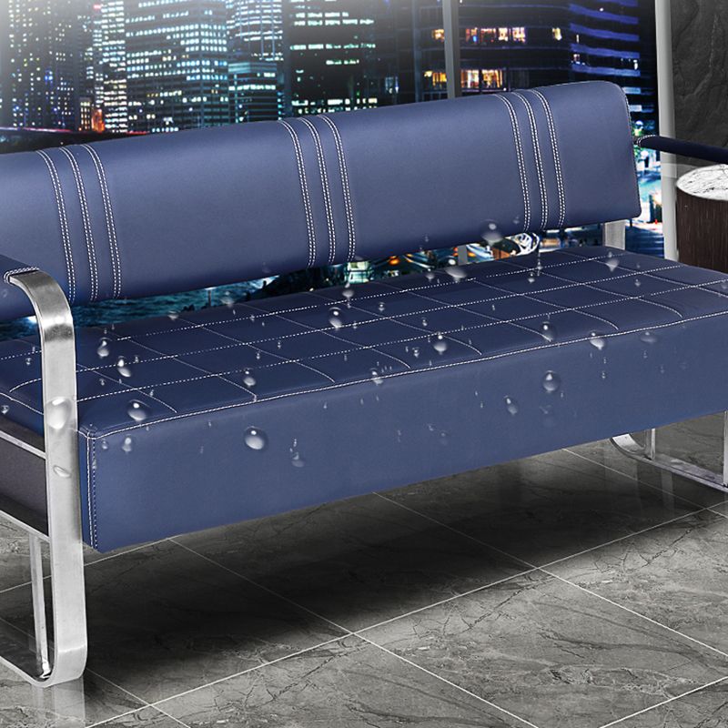 Faux Leather Sofa 21.65" D x 28.74" H Square Arm Sofa for Living Room
