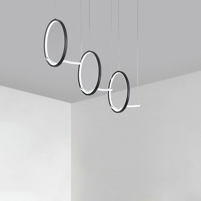 LED-Cluster-Ring-Anhänger Beleuchtung minimalistischer Metall 3-Kopf-Esszimmer Hängende Leuchte