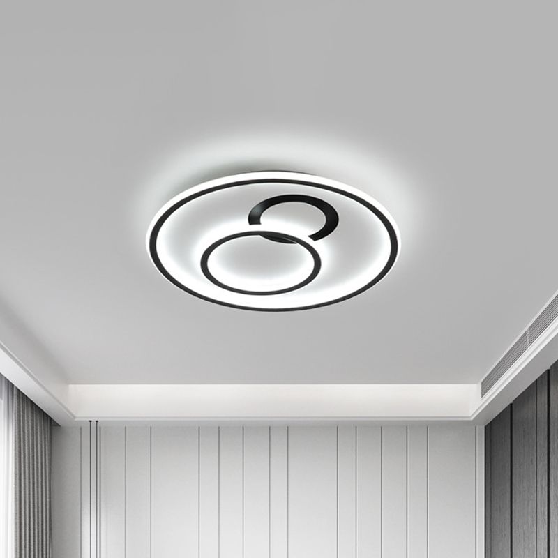 Extra Thin Circle Bedroom Ceiling Flush Acrylic Minimalist 16"/19.5" Dia LED Flush Mount Light Fixture in Black