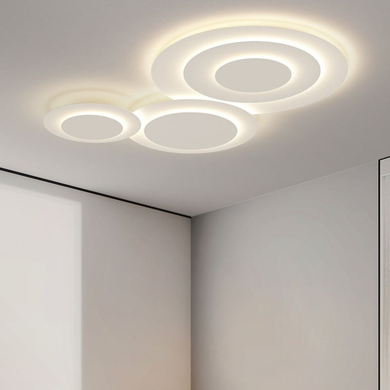 Nordic Flush Mount Multi-Layer LED Ceiling Light Fixture in White for Living Room