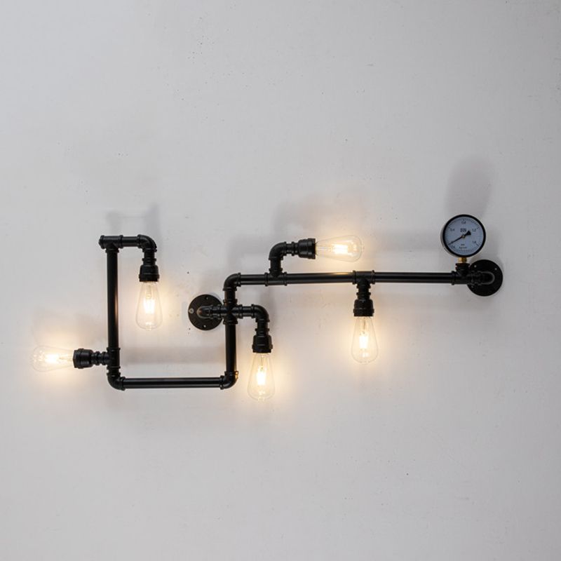 Industrial Retro Water Pipe Wall Mounted Light Fixture Metal Sconce Lights