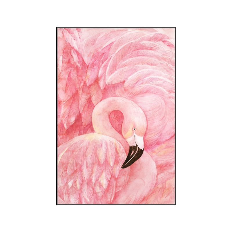 Flamingo Pattern Wall Decor in Pastel Color Tropical Style Painting for Living Room