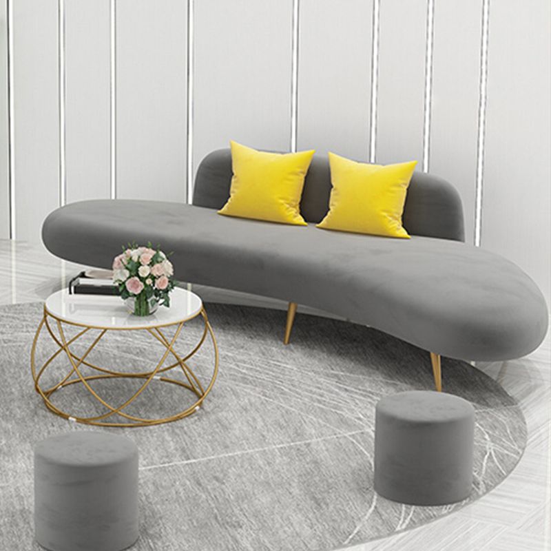 Contemporary Armless Curved Sofa with Tight Back for Living Room