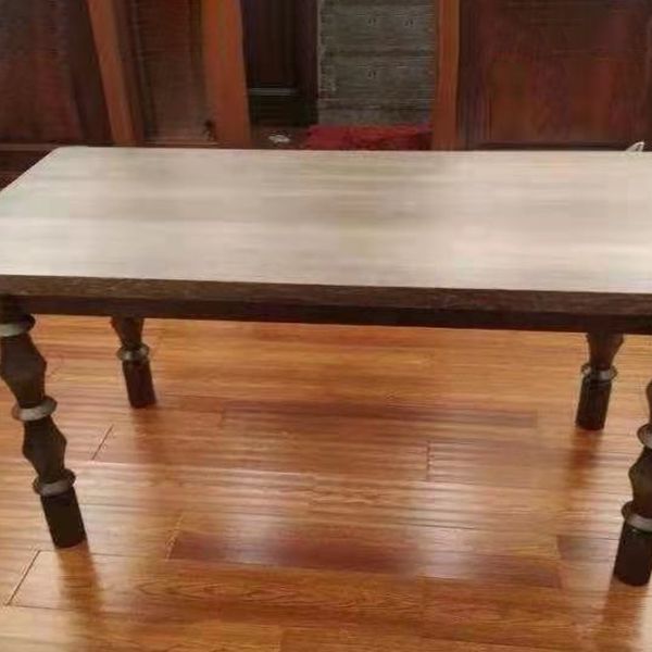 Rectangle Solid Wood Two-Color Dining Table Simplicity 4 Legs Table for Dining Room