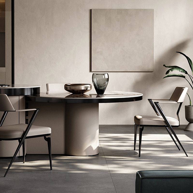 Contemporary Kitchen Dining Arm Chair Metal Legs Upholstered Chair