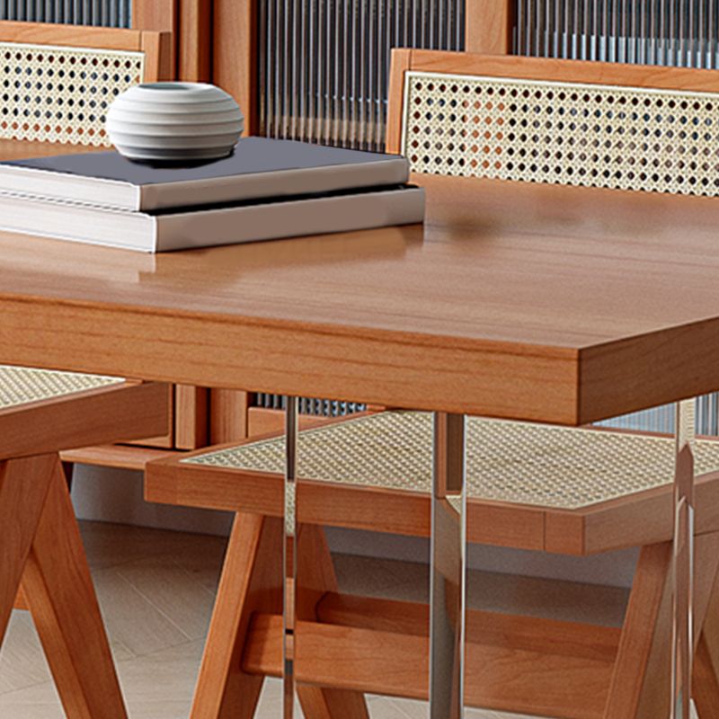 Medieval Modern Solid Wood Table Rectangular Table with Double Pedestal