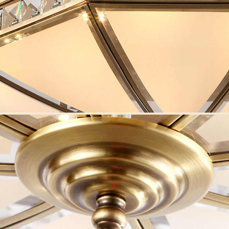 Lampadario da incasso in vetro ombreggiato Illuminazione tradizionale da incasso per soggiorno in ottone
