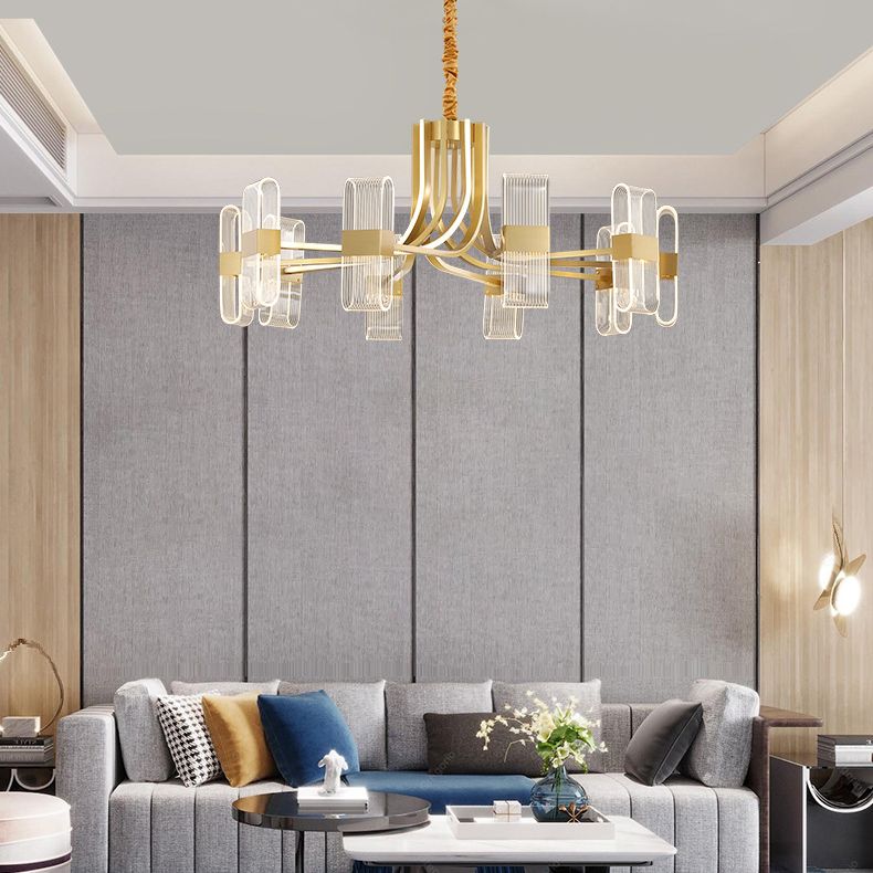 Gold Metal Hanging Pendant Lights Contemporary Sputnik Hanging Lamps for Living Room