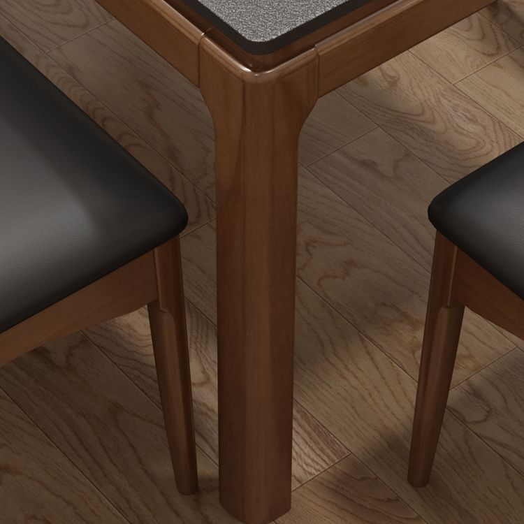 Modern Stone Rectangle Dining Table Rubber Wood Base for Dining Room