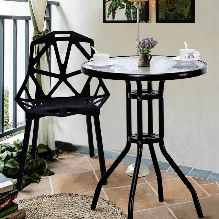 Modern Style Glass Dining Room Dinner Kitchen Table Clear Round Table with Metal Base