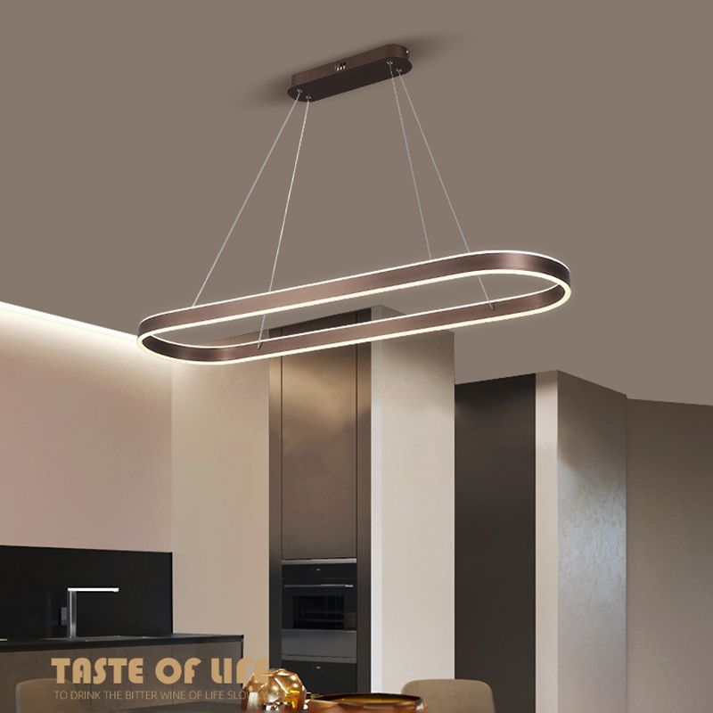 Oval Aluminum Island Pendant Lights Modern Style 2-Lights Chandelier Lamp Fixtures