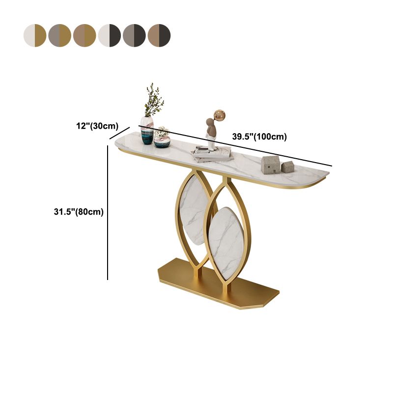 Scratch Resistant,11.81" W x 31.49" H Stone Glam Half Moon Table for Hall