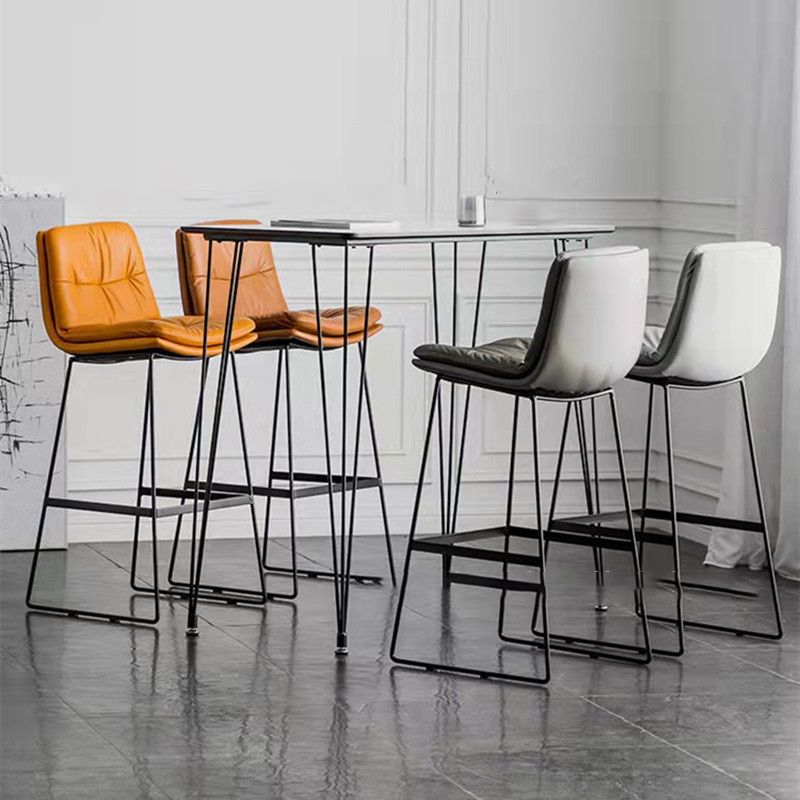 Glam Metal Counter Height Stool with Cushion Bar Stool for Indoor