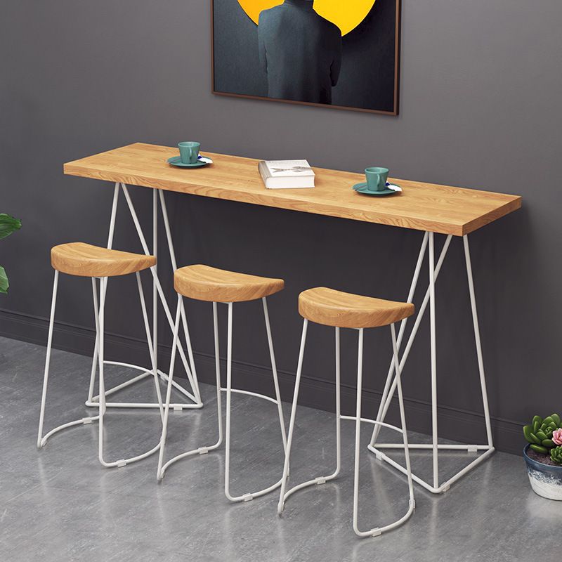 Contemporary Wood Bar Stool Metal Bar Stool with Contoured Seat