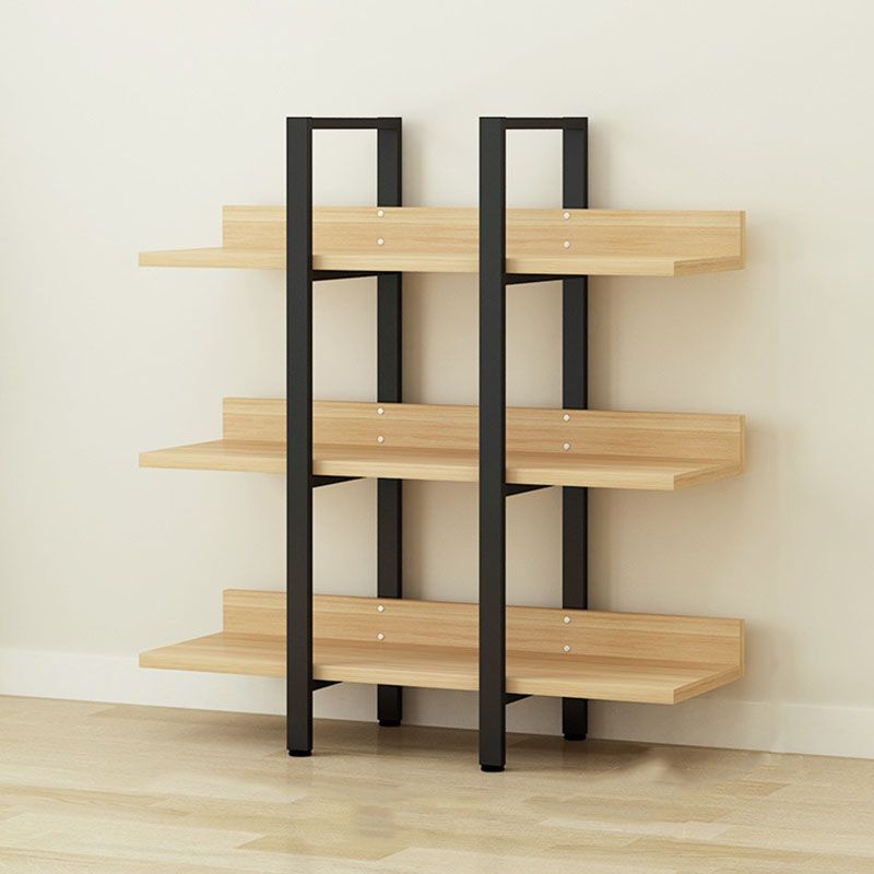 Contemporary Metal and Wooden Bookshelf Open Shelf Bookcase with Shelves