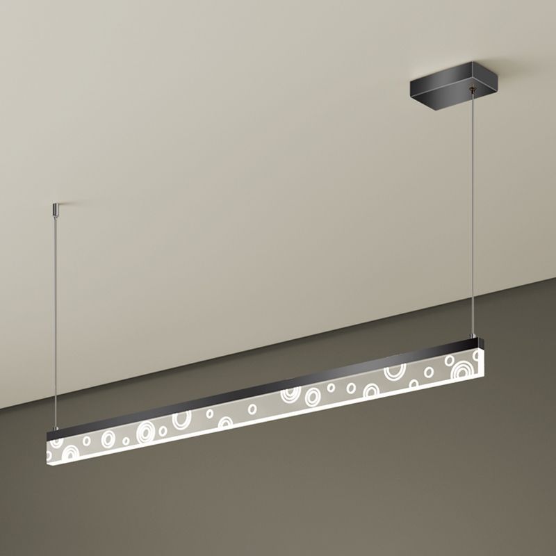 Idée d'éclairage d'île de forme linéaire Pendentif en île en métal moderne 1-Light en noir