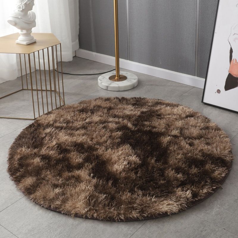 Round Plain Area Rug Polyester Shag Carpet Pet Friendly Rug for Home Decoration