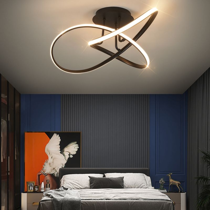 Minimalism LED Flush Mount Twisted Ceiling Light Fixture for Bedroom