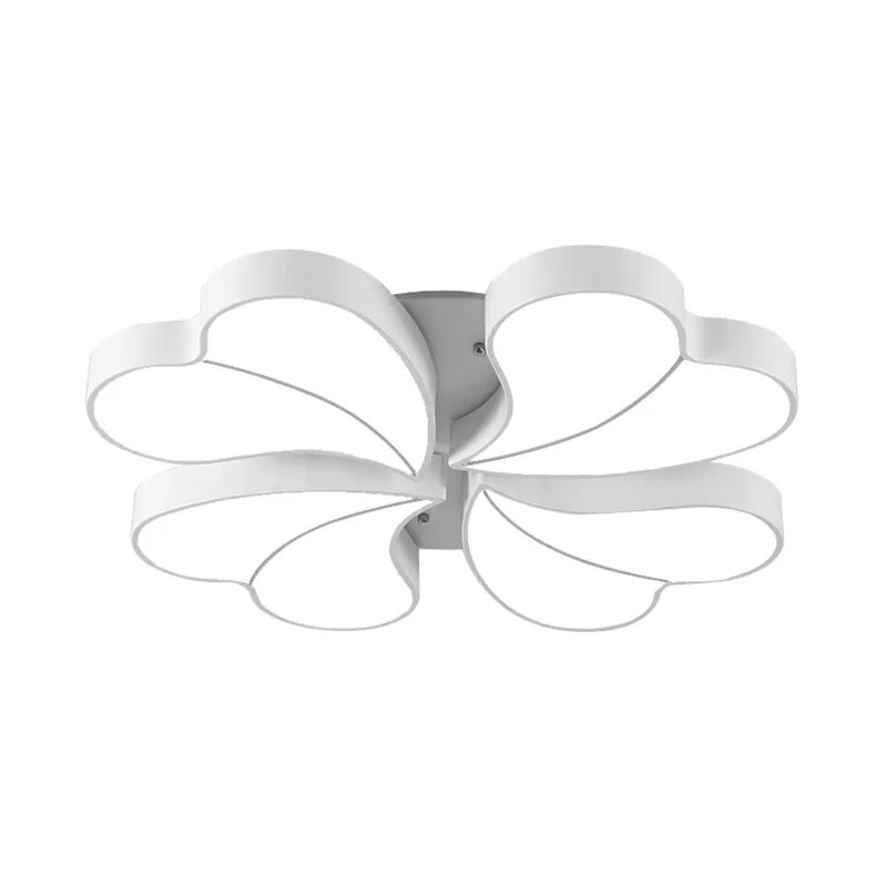 Nordic Four-Leaf Clover Flushmount Acrylic Bedroom LED Flush Mount Light in White with/without Remote Control, 20.5"/24.5" W