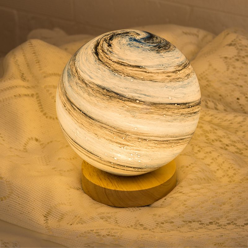 1-Light Table Lamp Modern Style LED Desk Lamp with Glass Shade for Bedroom