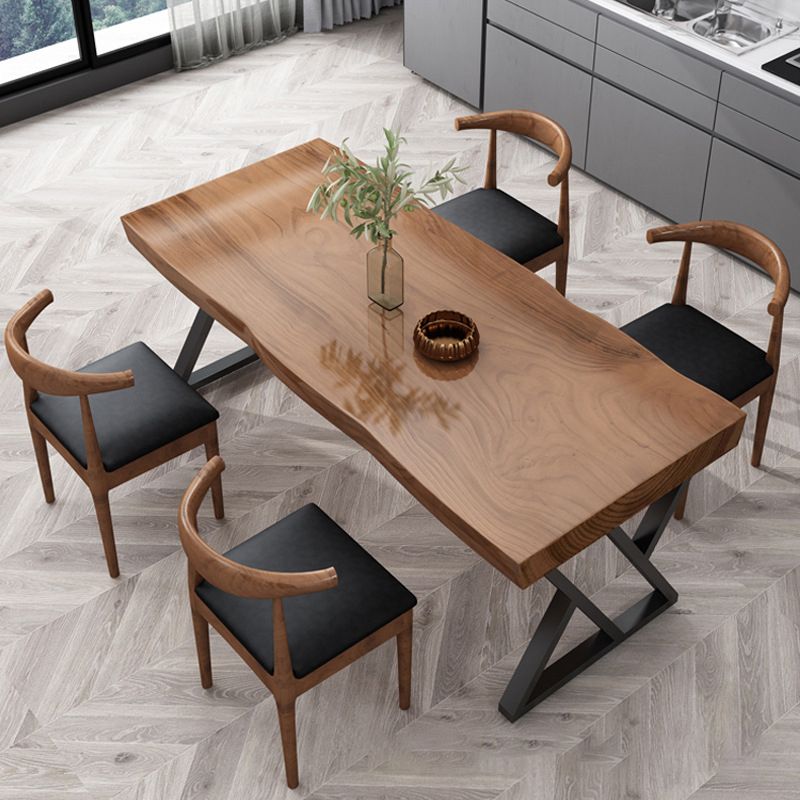 Industrial Solid Wood Dining Table Set 1/3/5 Pieces Dining Set for Home Use