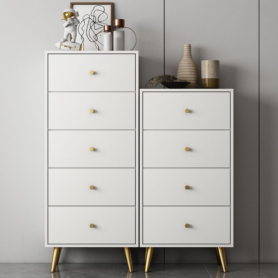Vertical Glam Storage Chest Wooden Soft-Close Drawers Dresser with Metal Feet