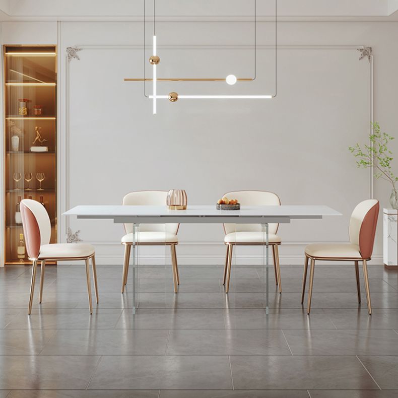 Modern Fixed Dining Table Set 1/5/7 Rectangle Stone Dinette Set with Chairs