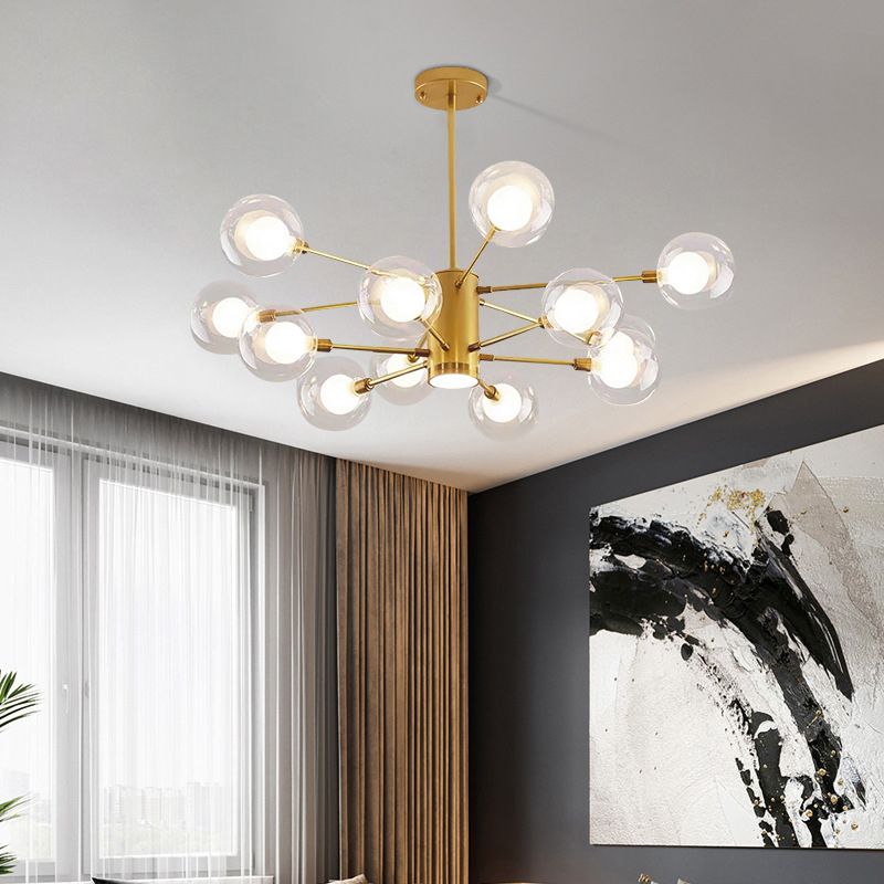 Kugelförmige Form Kronleuchter leichter moderne Glasglas Multi -Licht -Hanglampe für Schlafzimmer