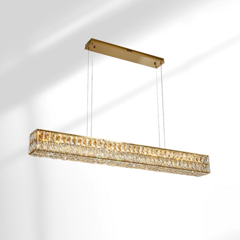 Crystal Linear Island Lighting Fixture Simplicity for Dining Room