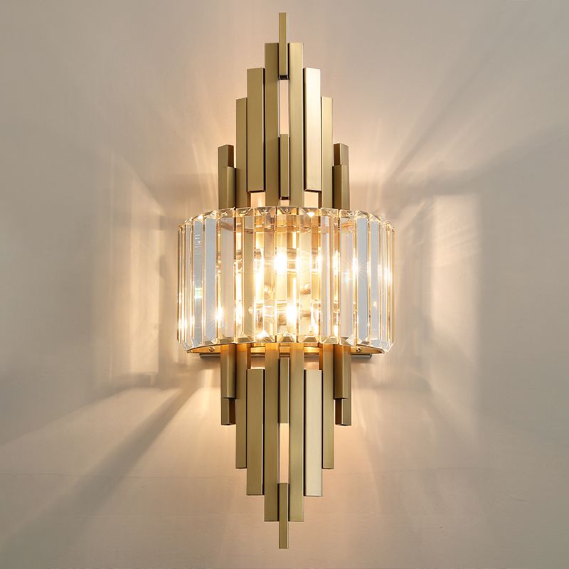 Half Shade Bedroom Wall Sconce Lighting Crystal Nordic Style Wall Lighting Fixture in Gold