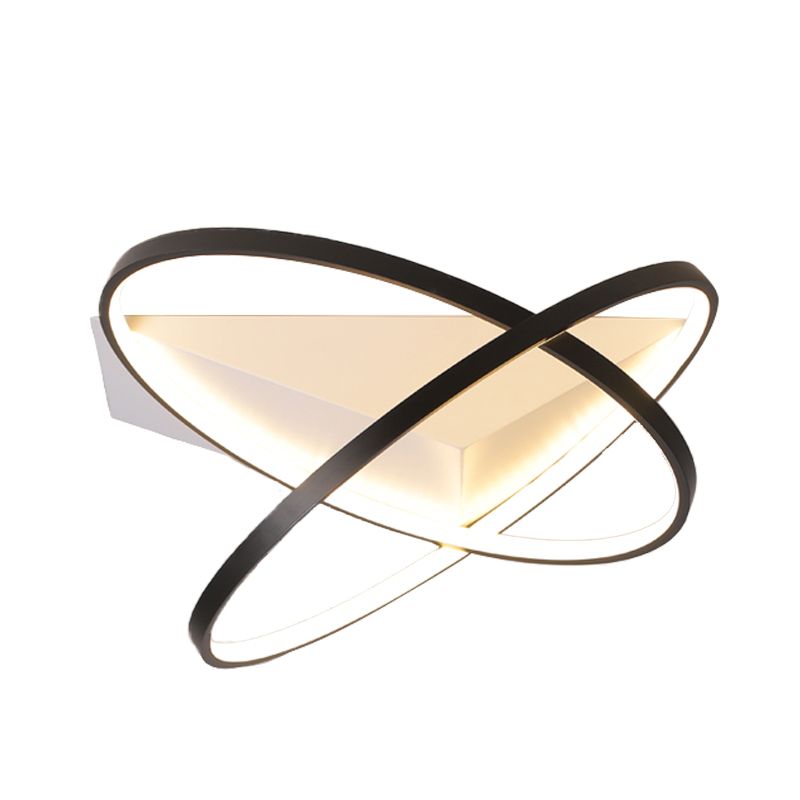 Modernist Dual Rings Ceiling Mount Acrylic Bedroom LED Flush Mount Lamp in Black, 16.5"/20.5" W